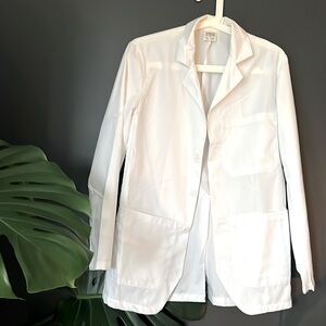 Three button white lab coat